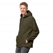 Jack Wolfskin Fleecehoodie Nature Life Halfzip - z miękkiego sherpa-fleecu w wyglądzie owczej wełny - zielony mężczyźni